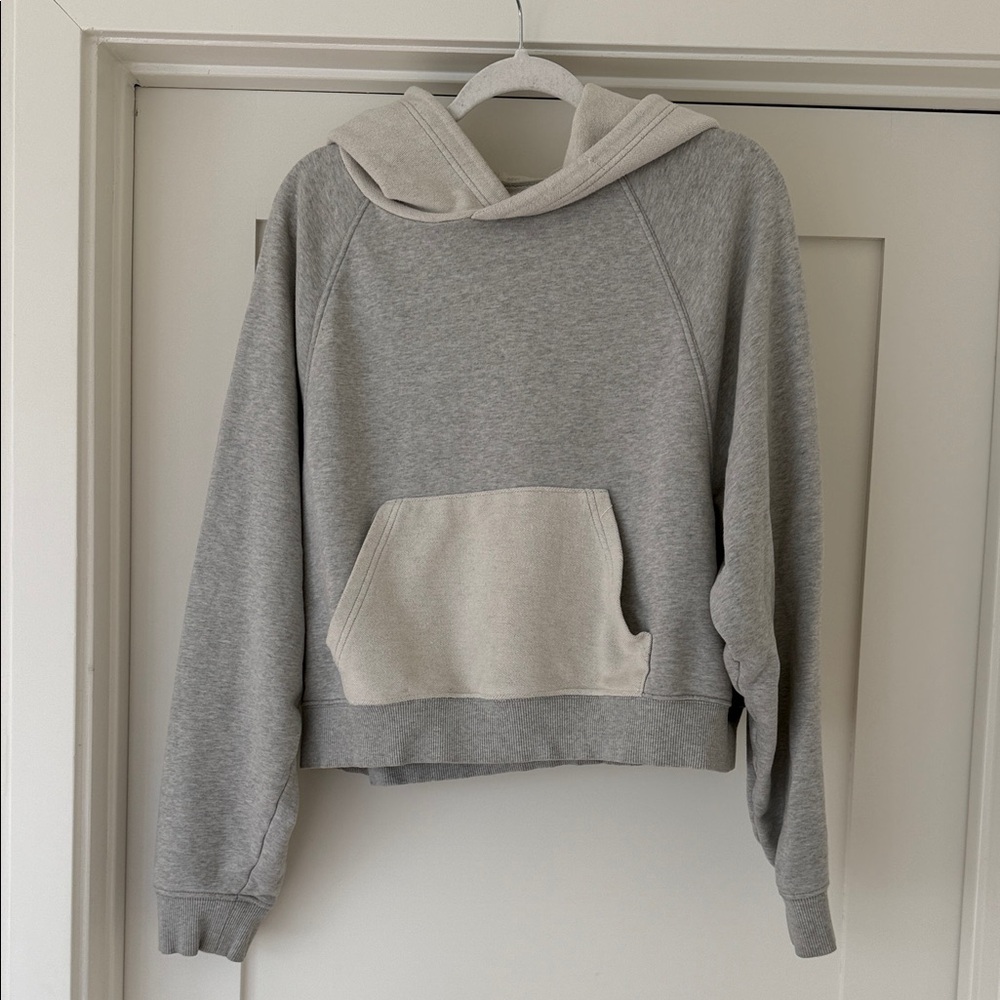 Aerie Gray and light Gray Women's Crop Hoodie Sweater
